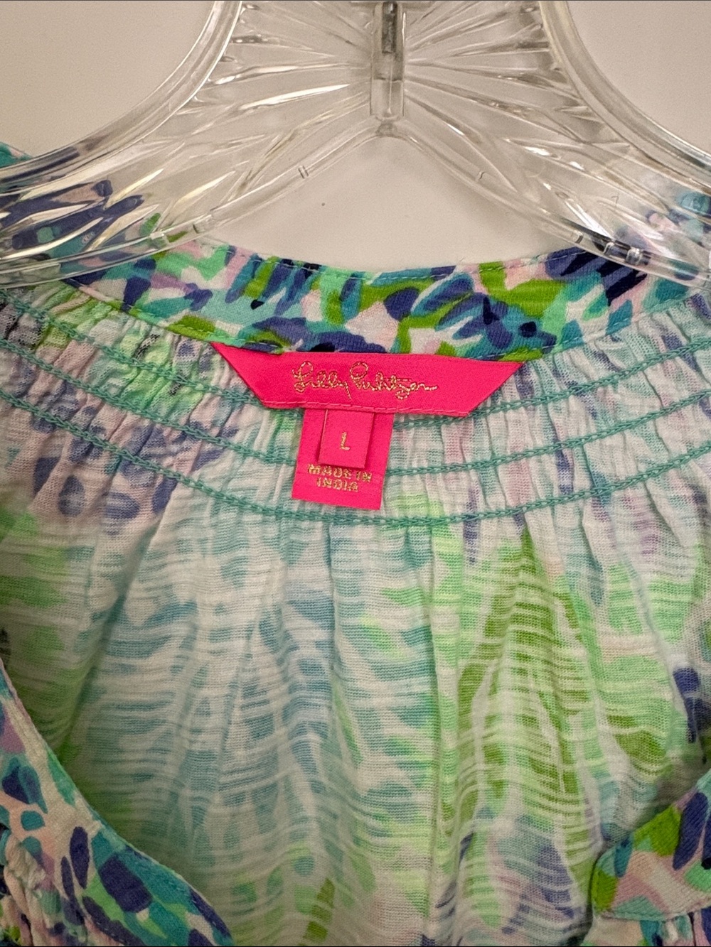 Lilly Pulitzer Essie Dress.  Blue Green Purple.  Size Large.